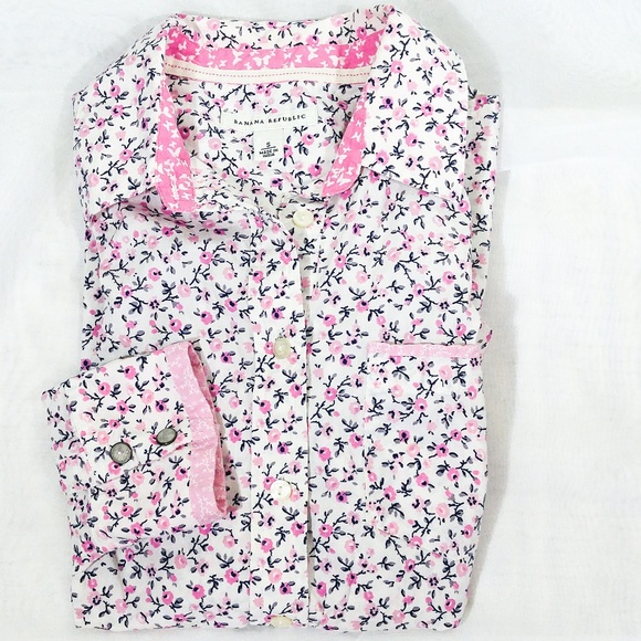 Banana Republic Tops - Banana Republic Floral Blouse Sz Small Pink Top